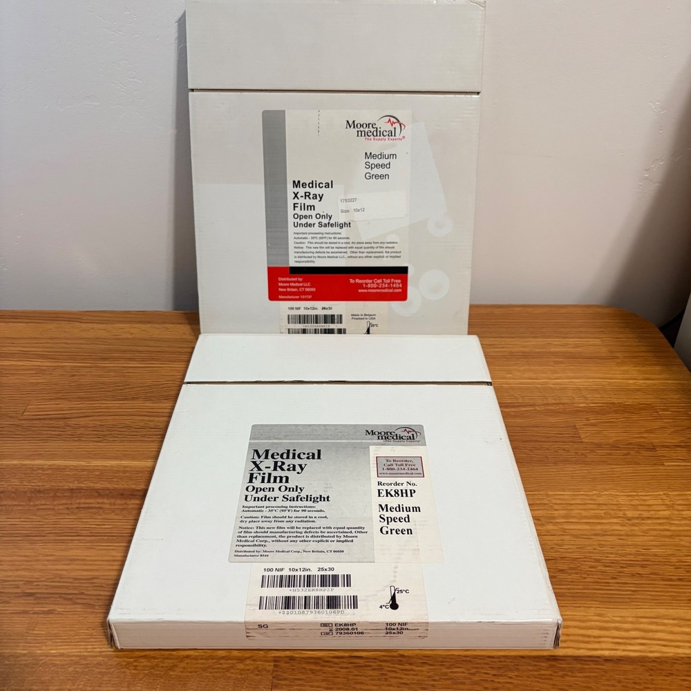 Medical X-Ray Film Moore Medical Medium Speed Green EK8HP 10x12 200 Sheets NEW